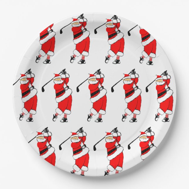 Christmas Golf Holiday Party Paper Plate (Front)