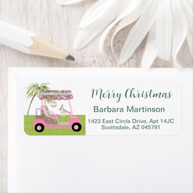 Christmas Golf Lady Theme Return Address  Label (Insitu)