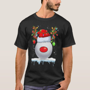 Christmas Golf Reindeer Santa Hat Light Xmas Boys  T-Shirt