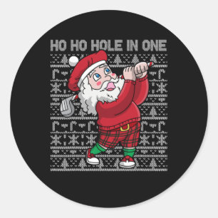 Christmas Golf Santa Claus Ho Ho Hole In One Golfi Classic Round Sticker