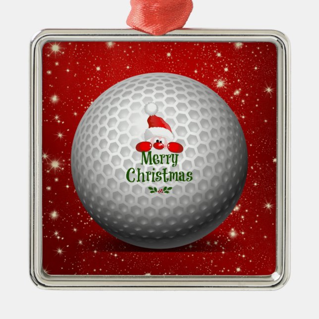 Christmas Golf Santa Design Holiday Metal Ornament (Front)