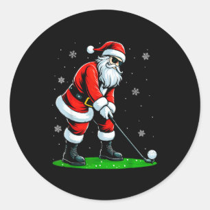 Christmas Golf Santa Golfer Xmas Funny Christmas G Classic Round Sticker