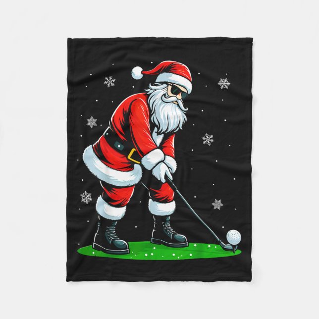 Christmas Golf Santa Golfer Xmas Funny Christmas G Fleece Blanket (Front)