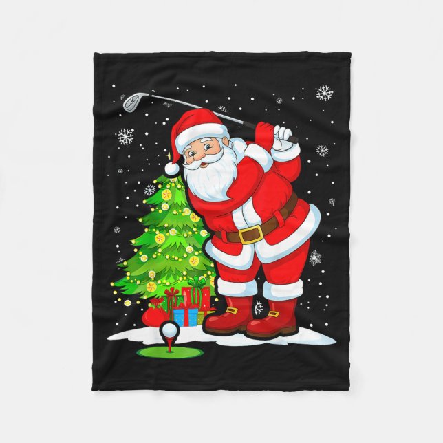 Christmas Golf Santa Golfer Xmas Funny Christmas G Fleece Blanket (Front)