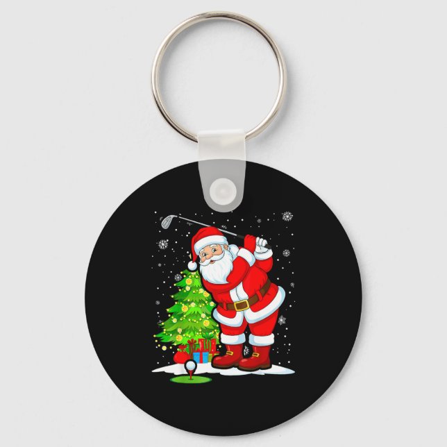 Christmas Golf Santa Golfer Xmas Funny Christmas G Key Ring (Front)