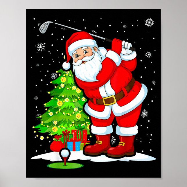Christmas Golf Santa Golfer Xmas Funny Christmas G Poster (Front)
