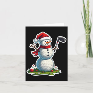 Christmas Golf Snowman Santa Hat Funny Golf Lover  Card