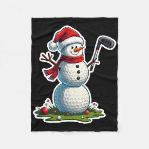 Christmas Golf Snowman Santa Hat Funny Golf Lover  Fleece Blanket