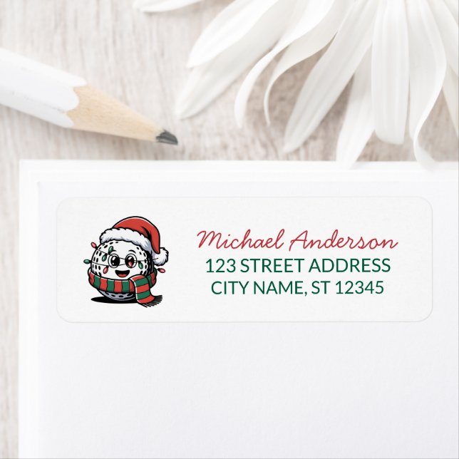 Christmas Golf With Santa Hat Return Address       Label (Insitu)