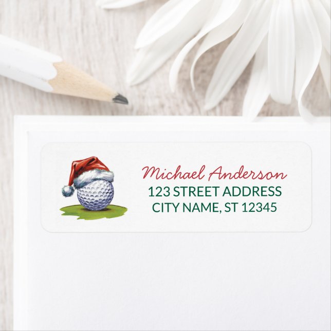 Christmas Golf With Santa Hat Return Address       Label (Insitu)