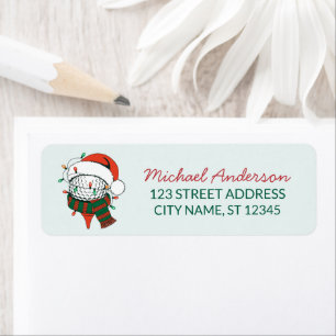 Christmas Golf With Santa Hat Return Address       Label
