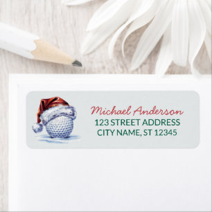 Christmas Golf With Santa Hat Return Address       Label