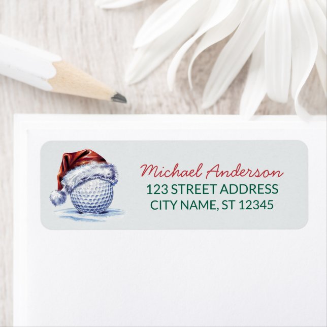 Christmas Golf With Santa Hat Return Address       Label (Insitu)
