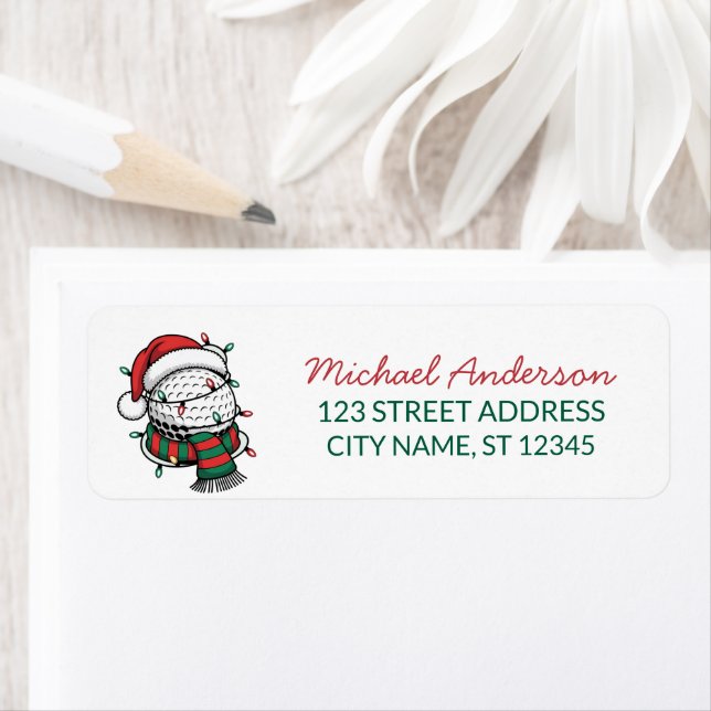 Christmas Golf With Santa Hat Return Address       Label (Insitu)