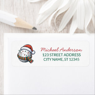 Christmas Golf With Santa Hat Return Address       Return Address Label
