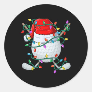 Christmas Golf Xmas Santa Sports Hat Golfer Golfin Classic Round Sticker