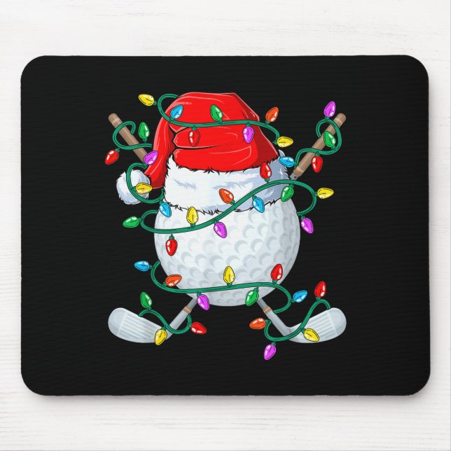 Christmas Golf Xmas Santa Srts Hat Golfer Golfing  Mouse Pad (Front)