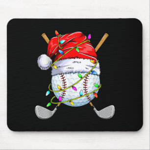 Christmas Golfball Playe Santa Golfer Xmas Funny G Mouse Pad