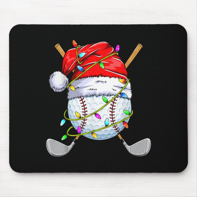 Christmas Golfball Playe Santa Golfer Xmas Funny G Mouse Pad (Front)