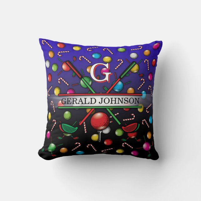 Christmas Golfer Monogram  Design Cushion (Front)