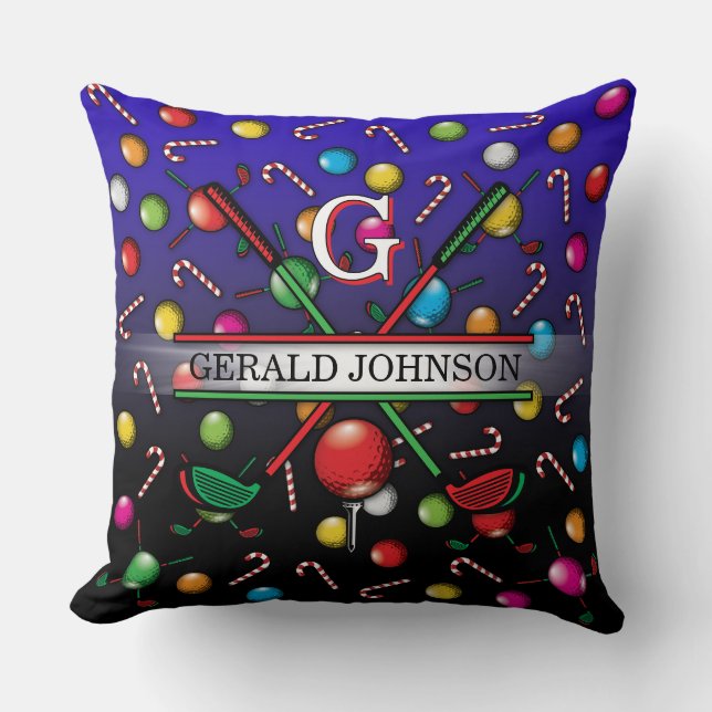 Christmas Golfer Monogram  Design Cushion (Front)