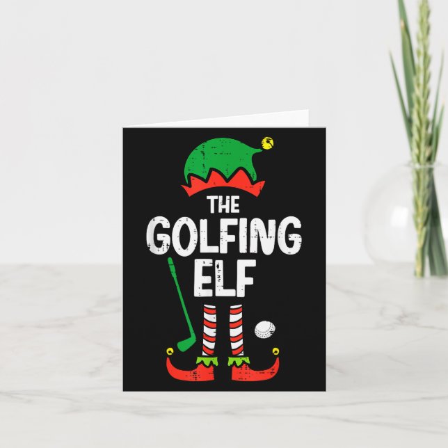 Christmas Golfing Elf Xmas Golf Family Match Golfe Card (Front)