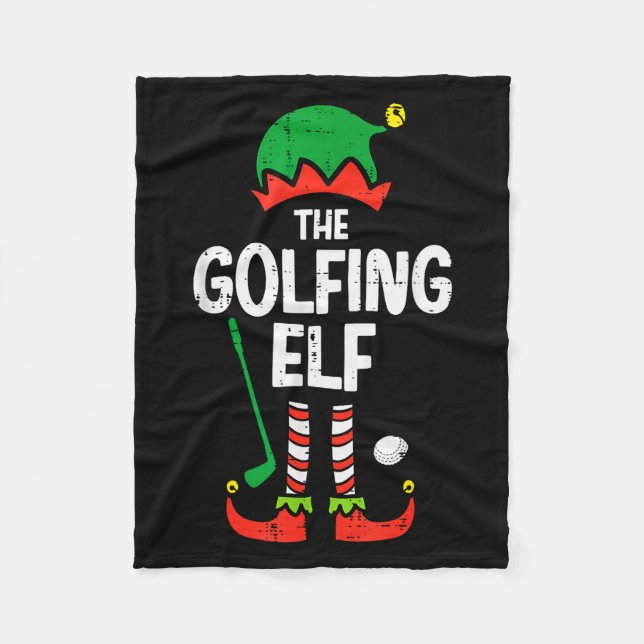 Christmas Golfing Elf Xmas Golf Family Match Golfe Fleece Blanket (Front)