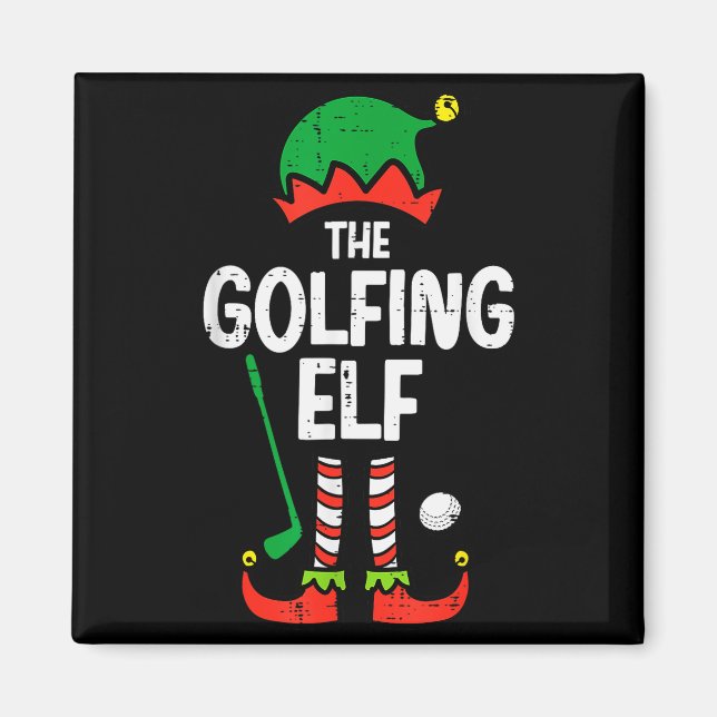Christmas Golfing Elf Xmas Golf Family Match Golfe Magnet (Front)