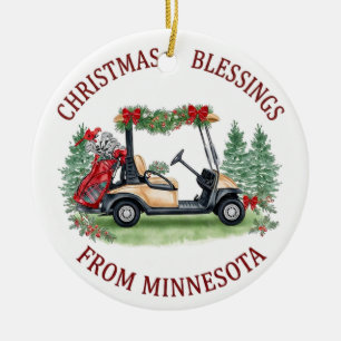 Christmas Golfing in Minnesota Holiday  Ceramic Ornament