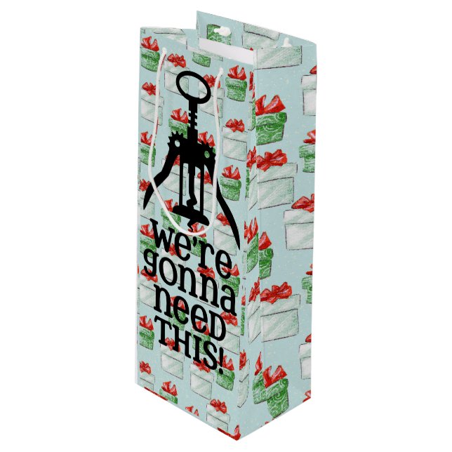 Christmas Gonna Need This" Wine Gift Bag | Funny (Front Angled)