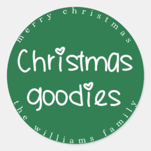 Christmas Goodies - Personalized Green Classic Round Sticker