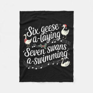 Christmas Goose 67 6 Geese A Laying 7 Swans A Swim Fleece Blanket