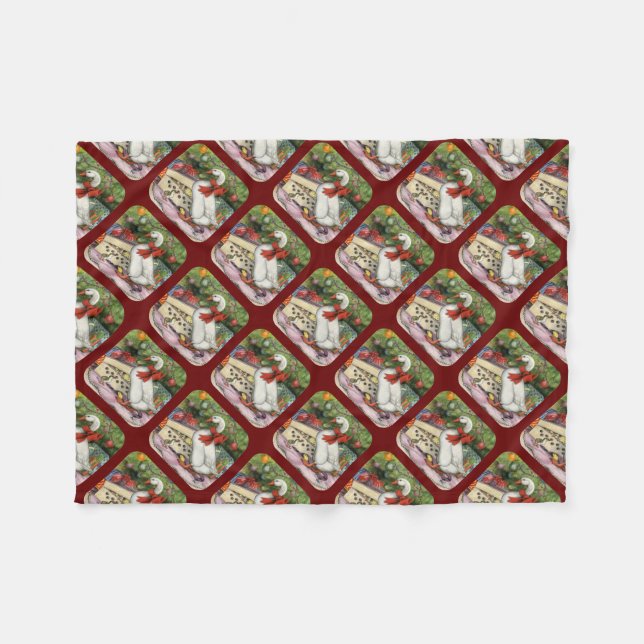 Christmas Goose Fleece Blanket (Front (Horizontal))