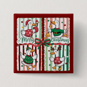 Christmas Goose Funny Holiday Animal Reindeer Duck 15 Cm Square Badge