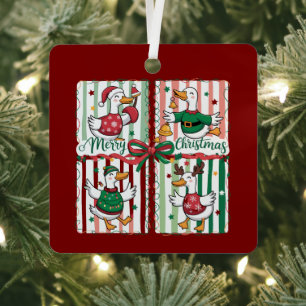 Christmas Goose Funny Holiday Animal Reindeer Duck Metal Tree Decoration