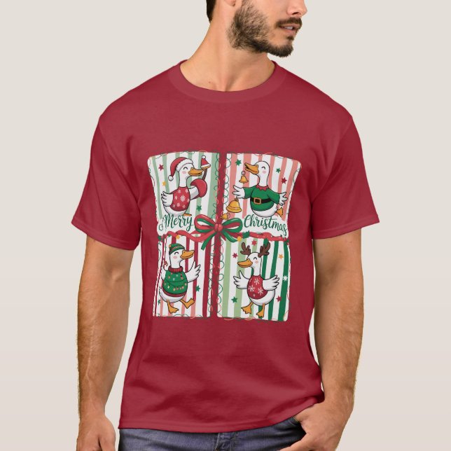 Christmas Goose Funny Holiday Animal Reindeer Duck T-Shirt (Front)