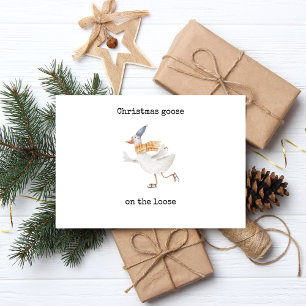 Christmas Goose On The Loose Foil Holiday Postcard