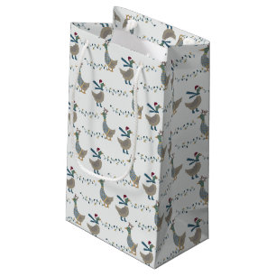 Christmas Goose On White Small Gift Bag