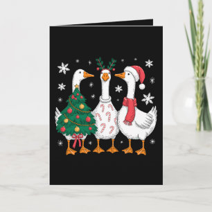 Christmas Goose Santa Hat Candy Cane Tree Xmas Card