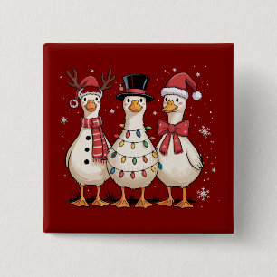 Christmas Goose Santa Silly Cute Snowman Xmas 15 Cm Square Badge