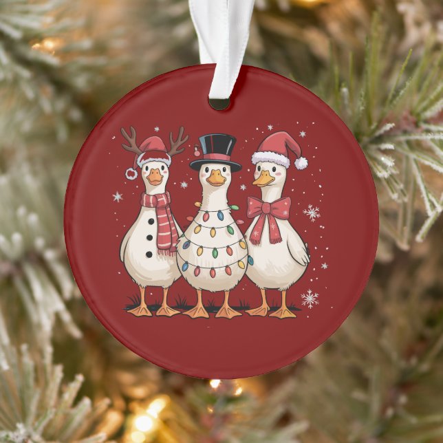 Christmas Goose Santa Silly Cute Snowman Xmas Ornament (Tree)