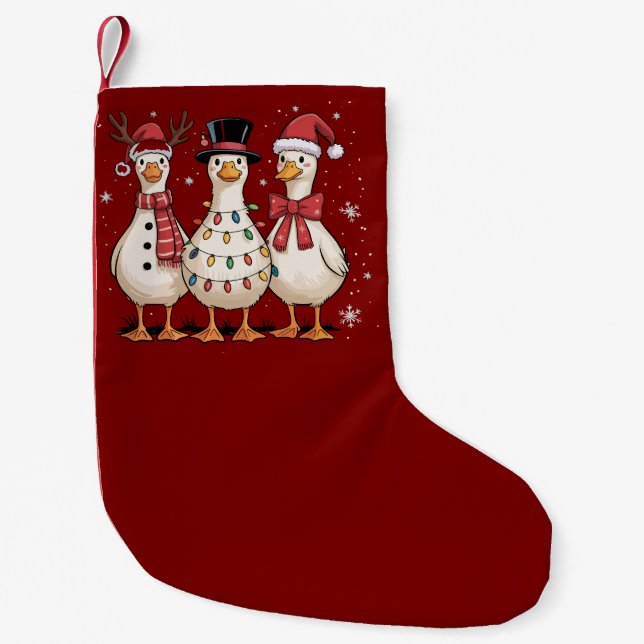 Christmas Goose Santa Silly Cute Snowman Xmas Small Christmas Stocking (Front)