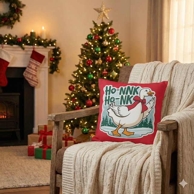 Christmas Goose Throw Pillow (Celebrate the holidays with this cute Christmas goose pillow! )