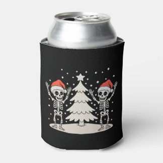 Christmas Goth Dancing Skeletons Xmas Holiday Can Cooler
