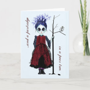 Christmas goth girl holiday card