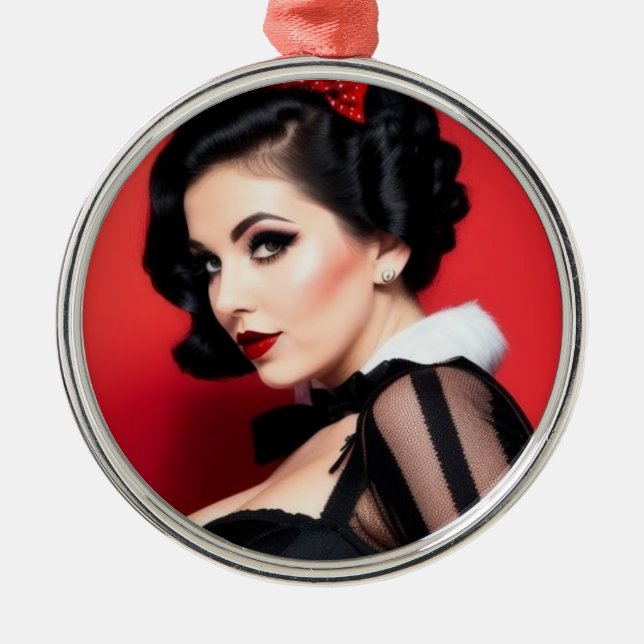Christmas Goth Girl Shy Holiday Ornament (Front)