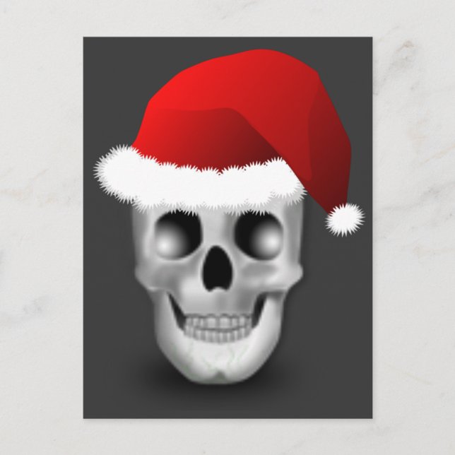 Christmas Goth Skull Santa Claus Holiday Postcard (Front)