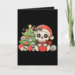 Christmas Gothic Cute Skeleton Skull Xmas Holiday Card