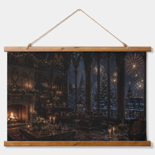Christmas Gothic Library Hearth Tapestry