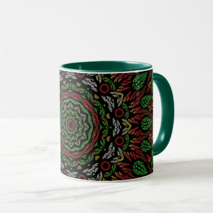 Christmas Gothic Stained Glass Leaves Mandala Mug